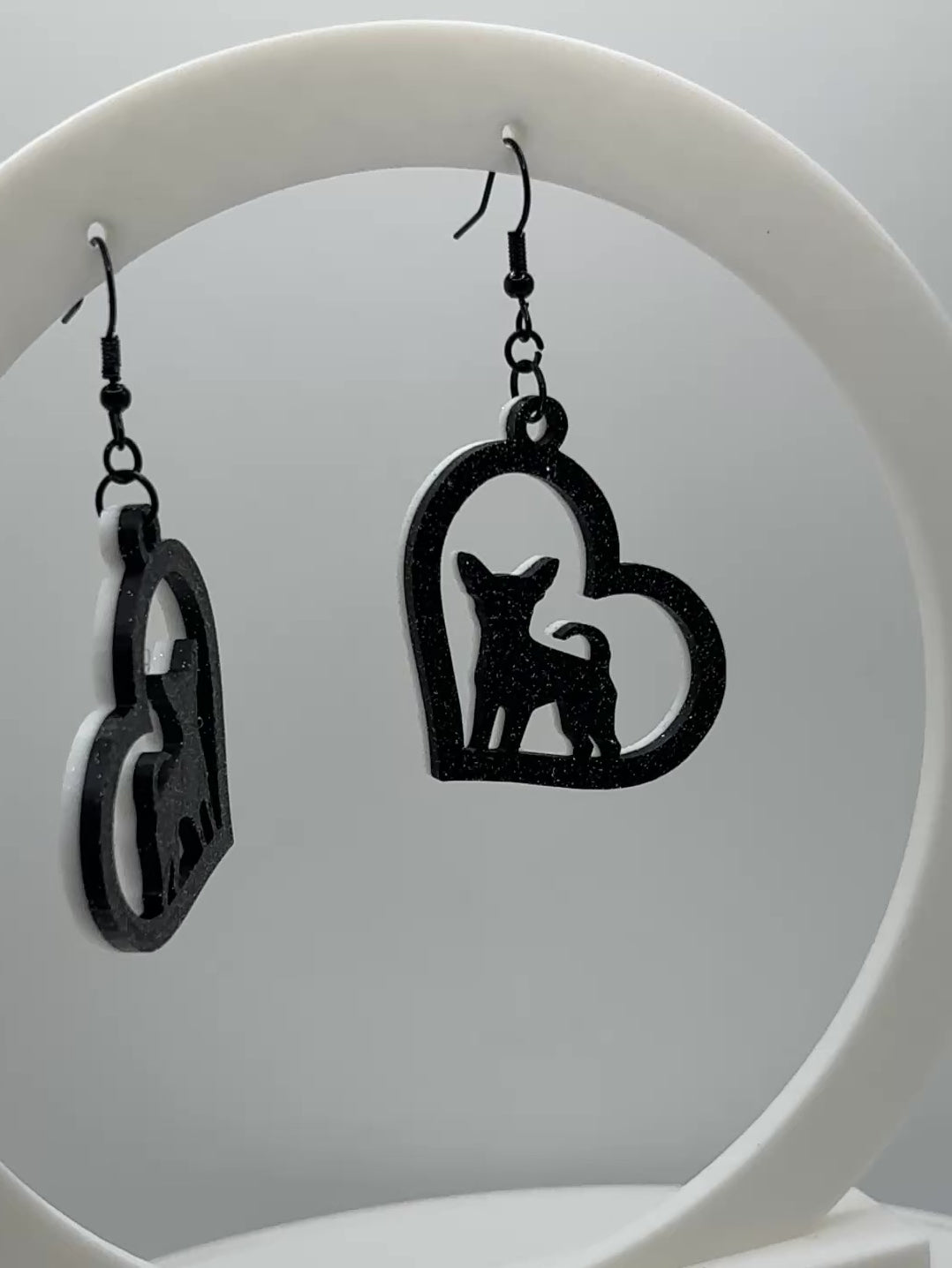 Heart with Chihuahua Earrings - two tone BASIC COLORS